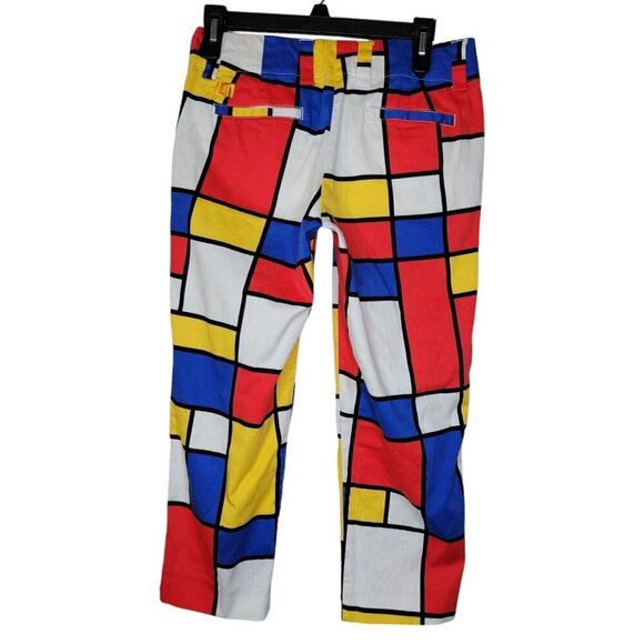 Loudmouth Capri Pants Womens Sz 2 Bold Multi Colorblock AOP Artsy Golf Golfing - Picture 3 of 11